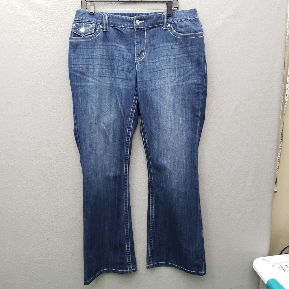 INC Denim Curvy Bootcut Jeans Flap Pocket Western Denim Cowgirl Women's Size 14